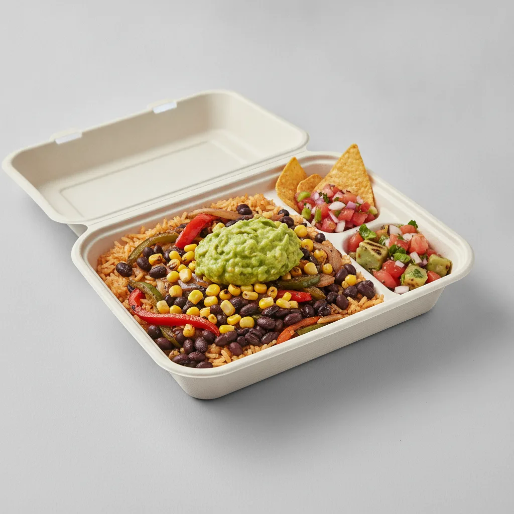Burrito Bowl Box with Pico and Chips / Nopalitos Salad Burrito Bowl Box with Pico and Chips / Nopalitos Salad