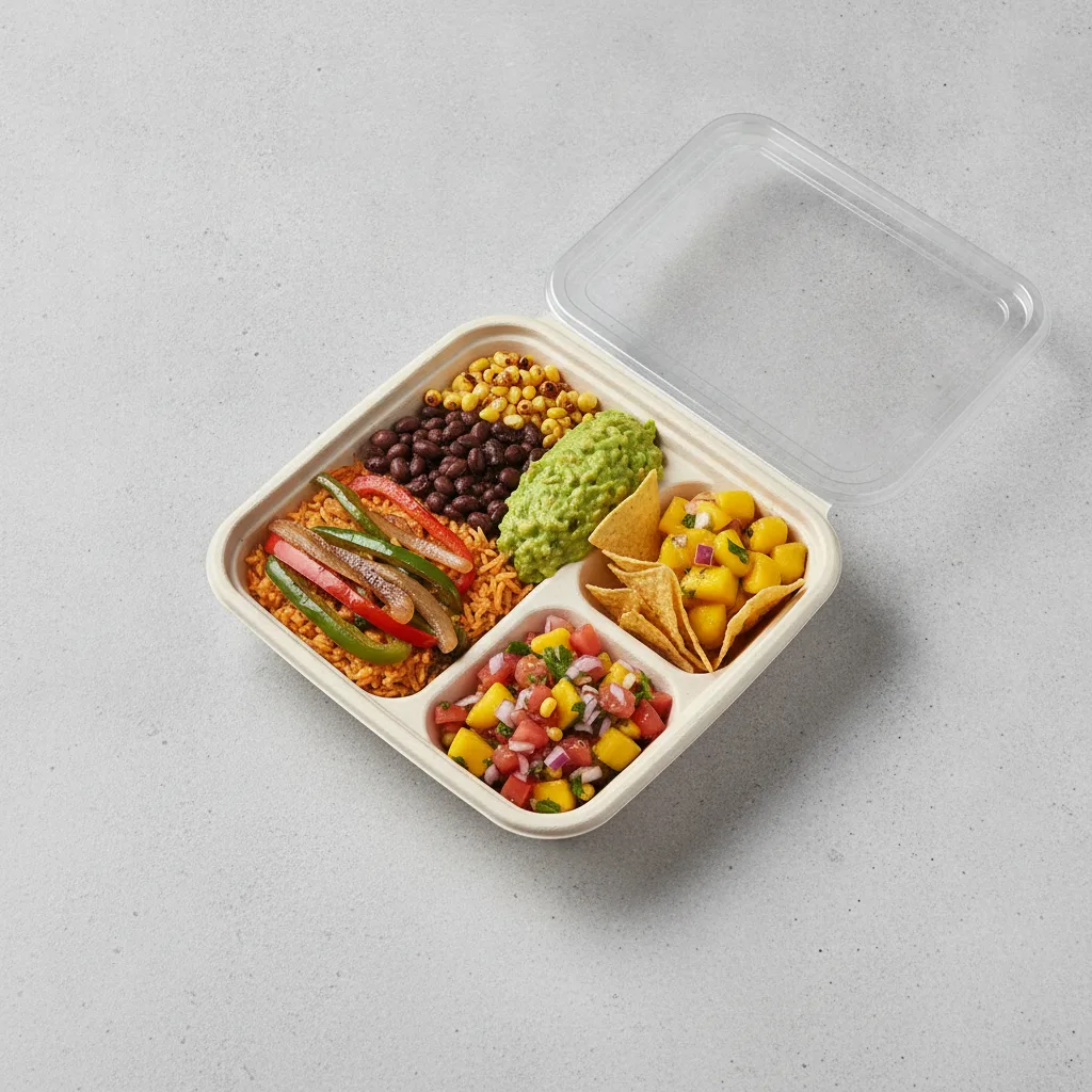 Burrito Bowl Box with Pico and Chips / Mango Salad Burrito Bowl Box with Pico and Chips / Mango Salad