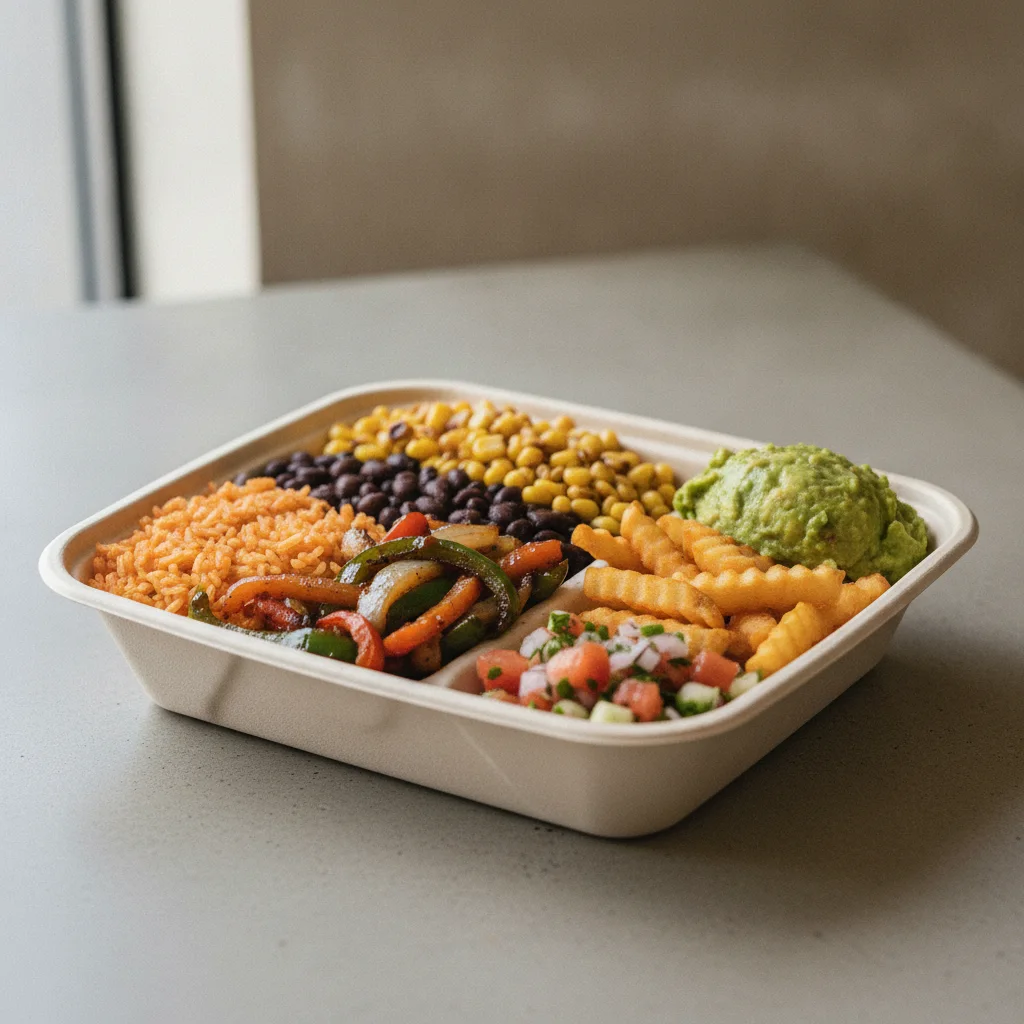 Burrito Bowl Box with French Fries / Nopalitos Salad Burrito Bowl Box with French Fries / Nopalitos Salad