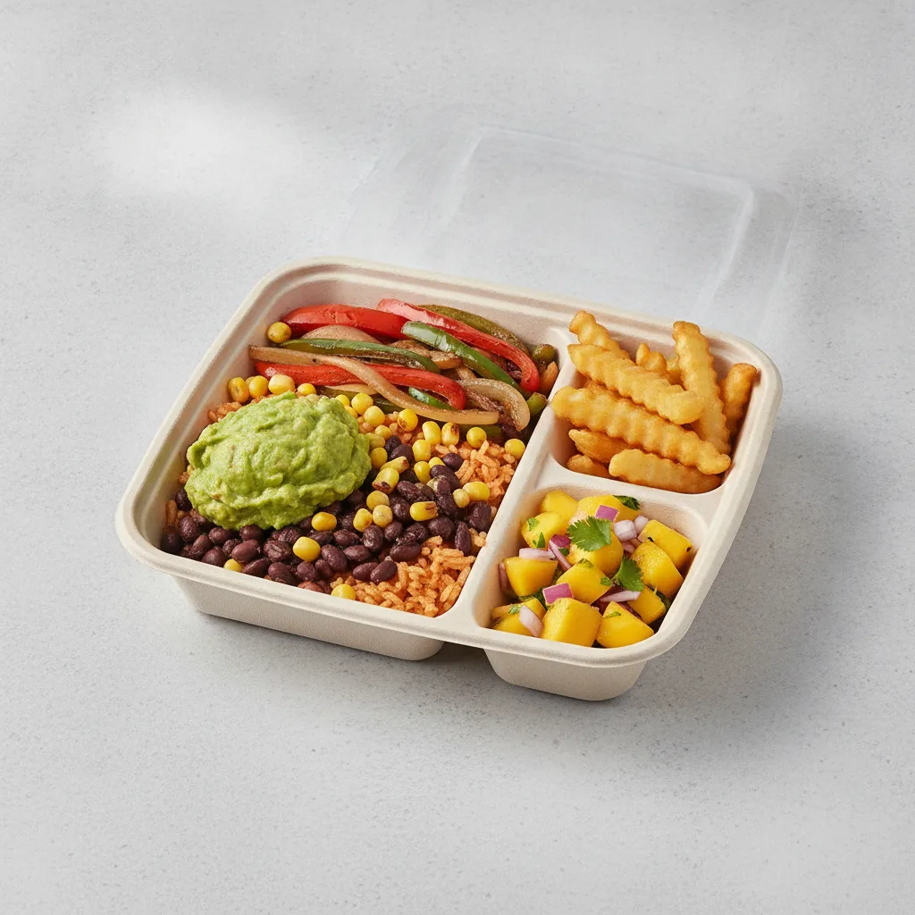 Burrito Bowl Box with French Fries / Mango Salad Burrito Bowl Box with French Fries / Mango Salad