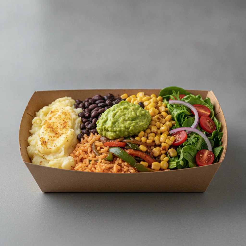 Burrito Bowl Box with Mashed Potato / Mexican Salad Burrito Bowl Box with Mashed Potato / Mexican Salad