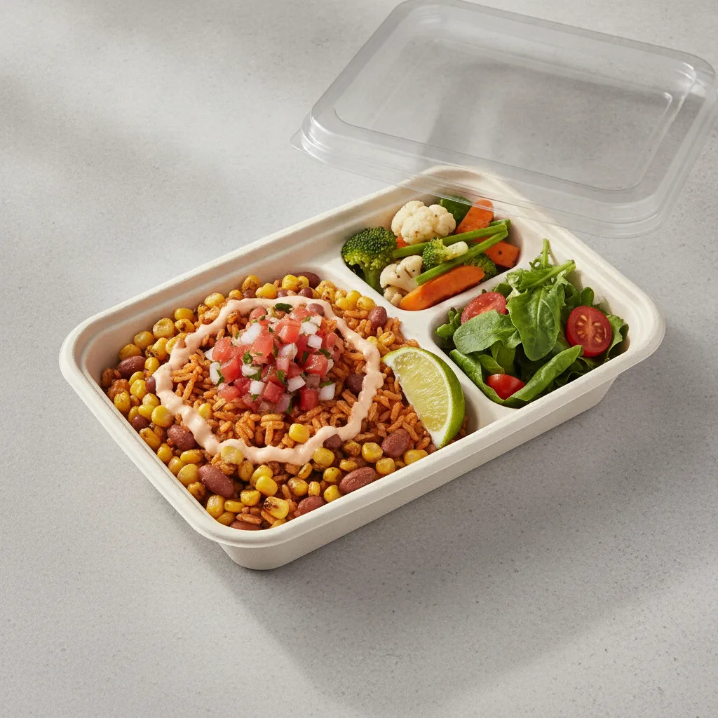 Elote Bowl Box — Steamed Veggies / Green Salad Elote Bowl Box — Steamed Veggies / Green Salad