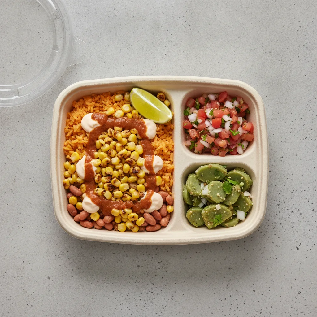 Elote Bowl Box — Mexican Rice / Nopalitos Salad Elote Bowl Box — Mexican Rice / Nopalitos Salad