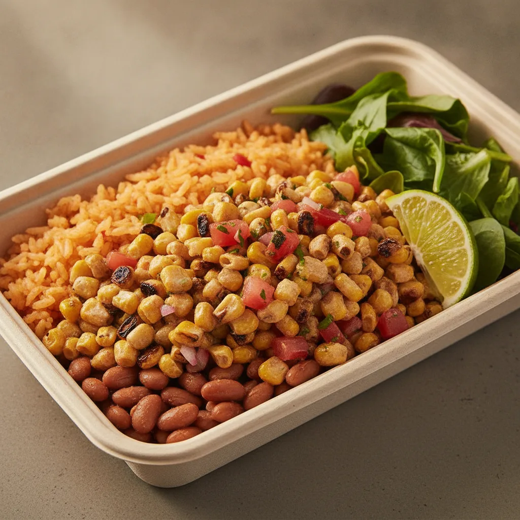 Elote Bowl Box — Mexican Rice / Green Salad Elote Bowl Box — Mexican Rice / Green Salad