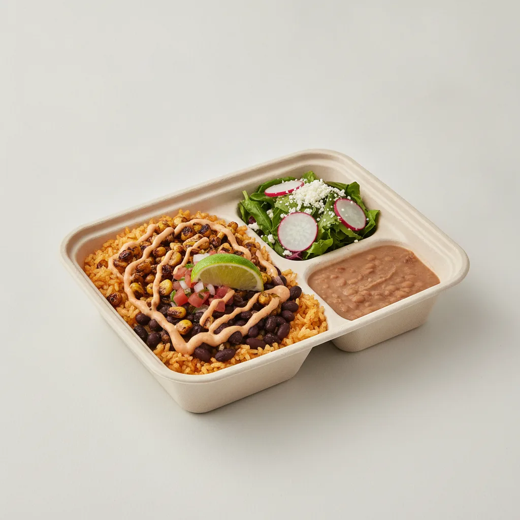Elote Bowl Box with Refried Beans / Mexican Salad Elote Bowl Box with Refried Beans / Mexican Salad