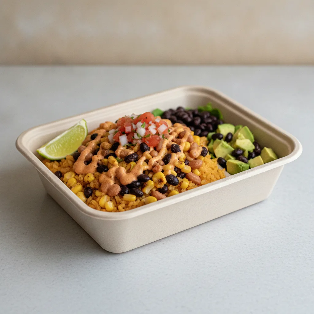 Elote Bowl Box with Black Beans / Avocado Salad Elote Bowl Box with Black Beans / Avocado Salad