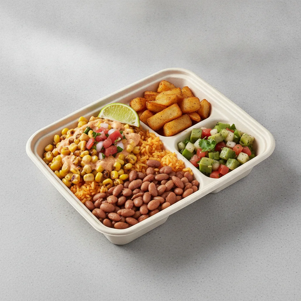 Elote Bowl Box with Home Fries / Nopalitos Salad Elote Bowl Box with Home Fries / Nopalitos Salad
