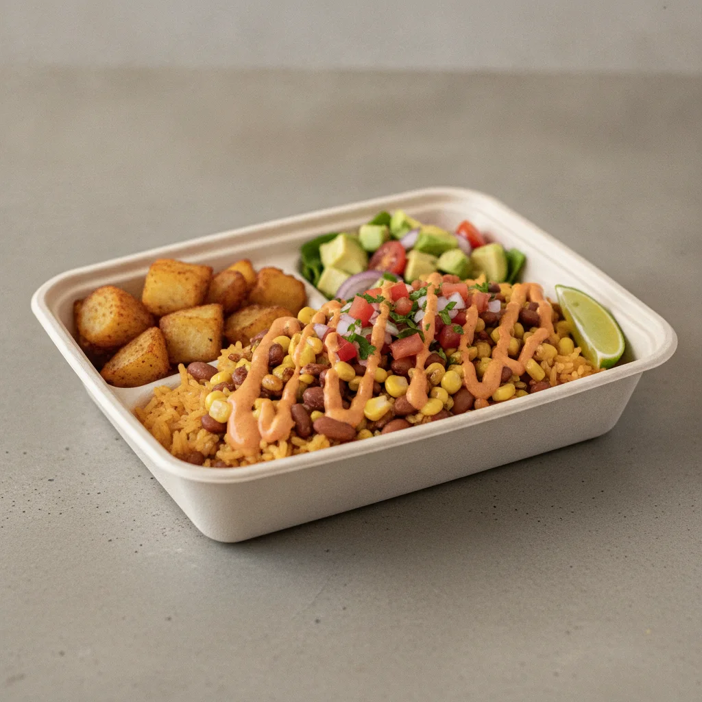 Elote Bowl Box with Home Fries / Avocado Salad Elote Bowl Box with Home Fries / Avocado Salad