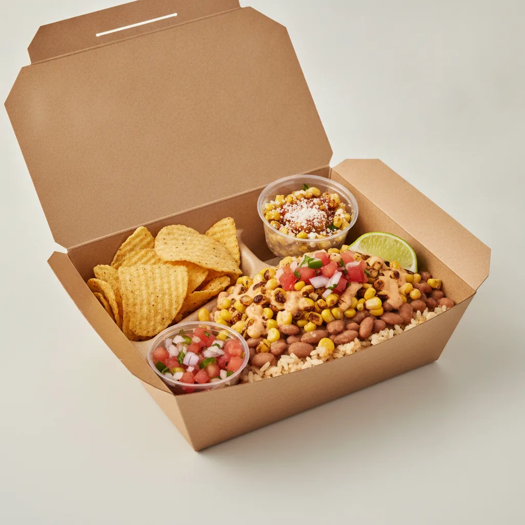 Elote Bowl Box with Pico and Chips / Street Corn Salad Elote Bowl Box with Pico and Chips / Street Corn Salad