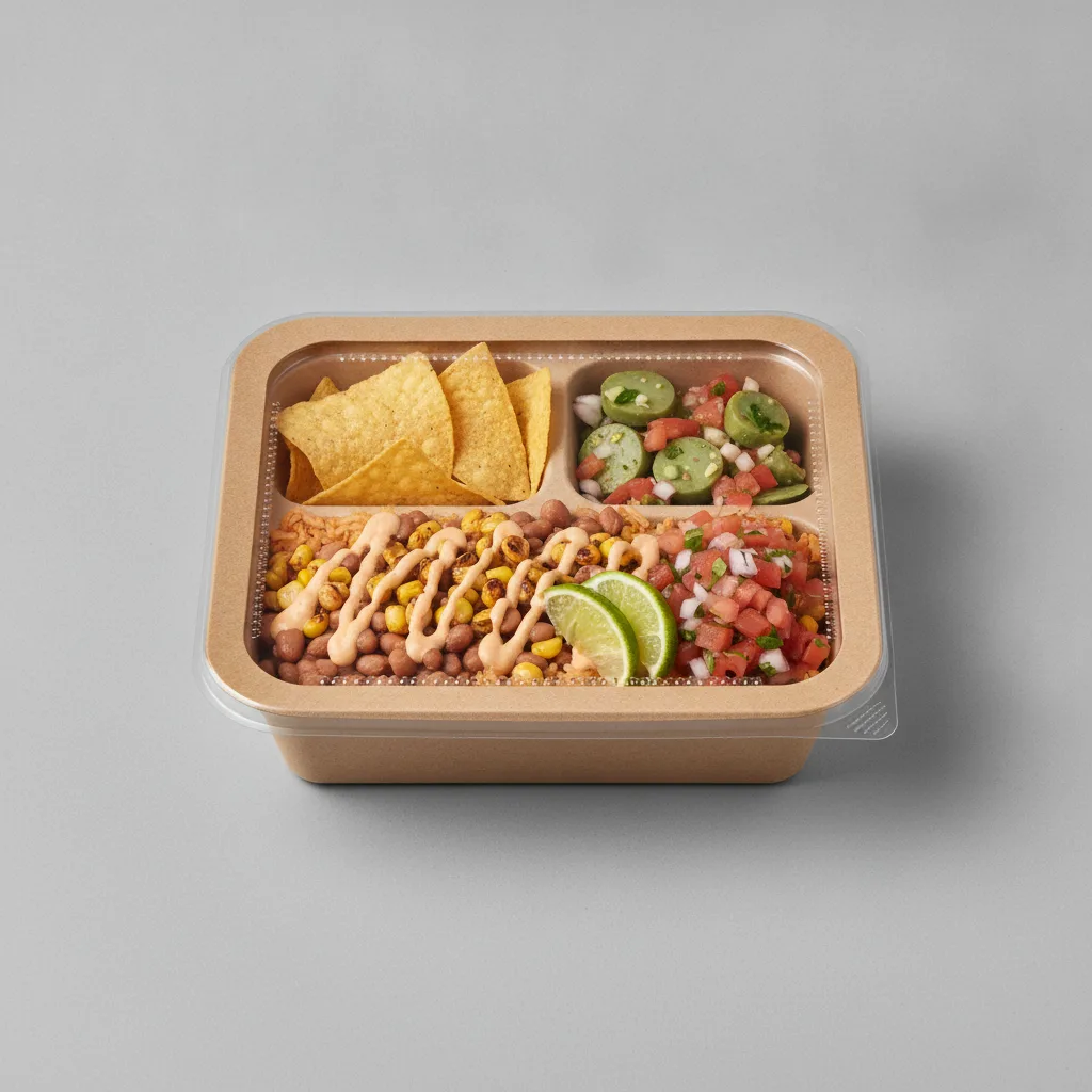 Elote Bowl Box with Pico and Chips / Nopalitos Salad Elote Bowl Box with Pico and Chips / Nopalitos Salad