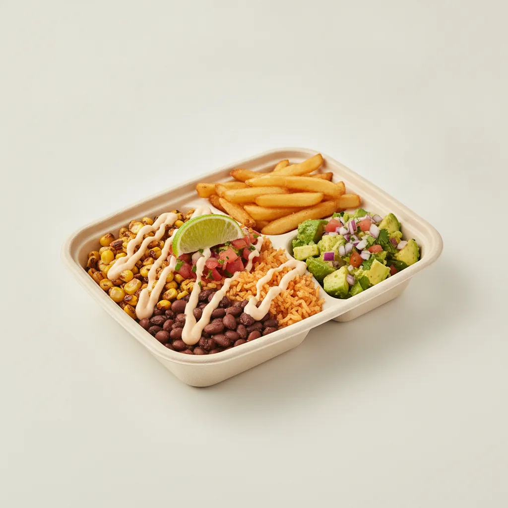 Elote Bowl Box with French Fries / Avocado Salad Elote Bowl Box with French Fries / Avocado Salad