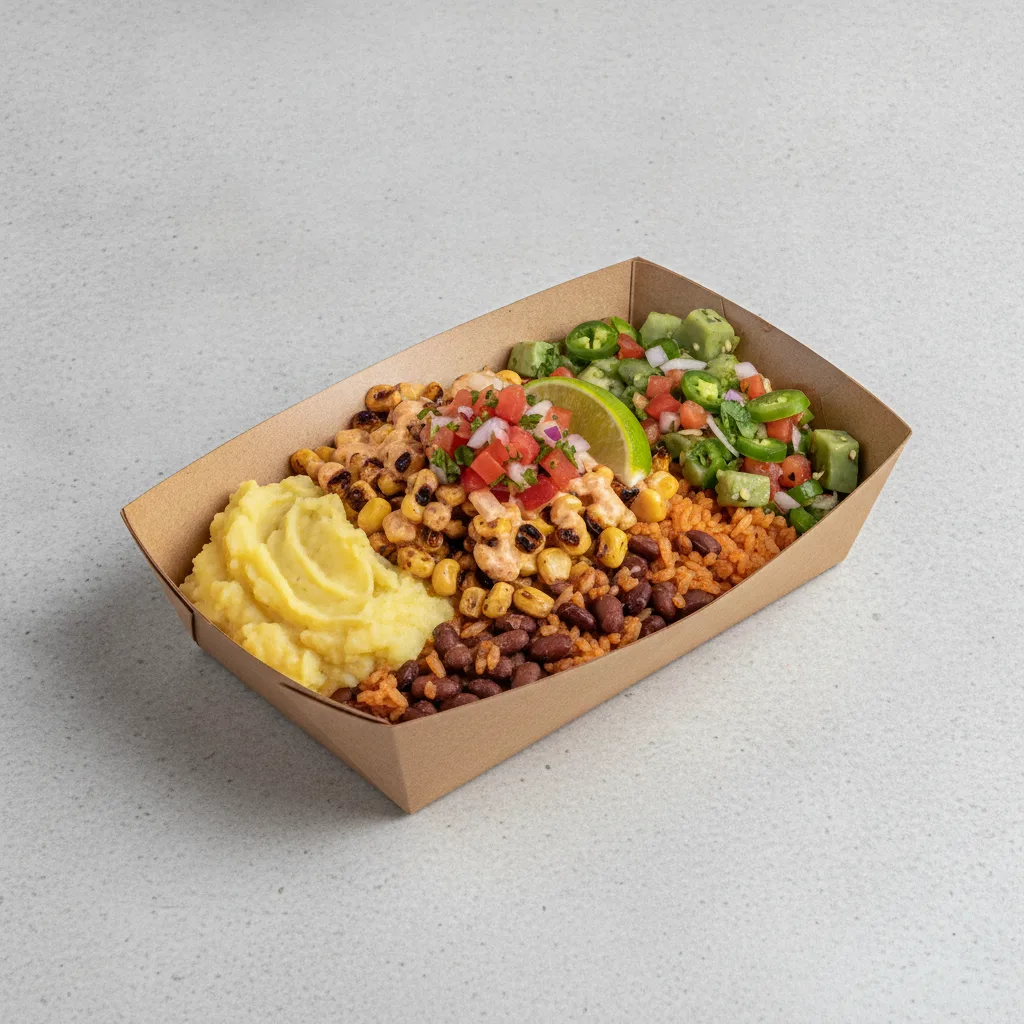 Elote Bowl Box with Mashed Potato / Nopalitos Salad Elote Bowl Box with Mashed Potato / Nopalitos Salad