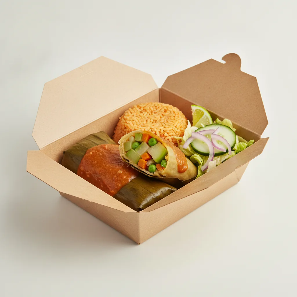 Tamales Box (Vegetarian) — Mexican Rice / Mexican Salad Tamales Box (Vegetarian) — Mexican Rice / Mexican Salad