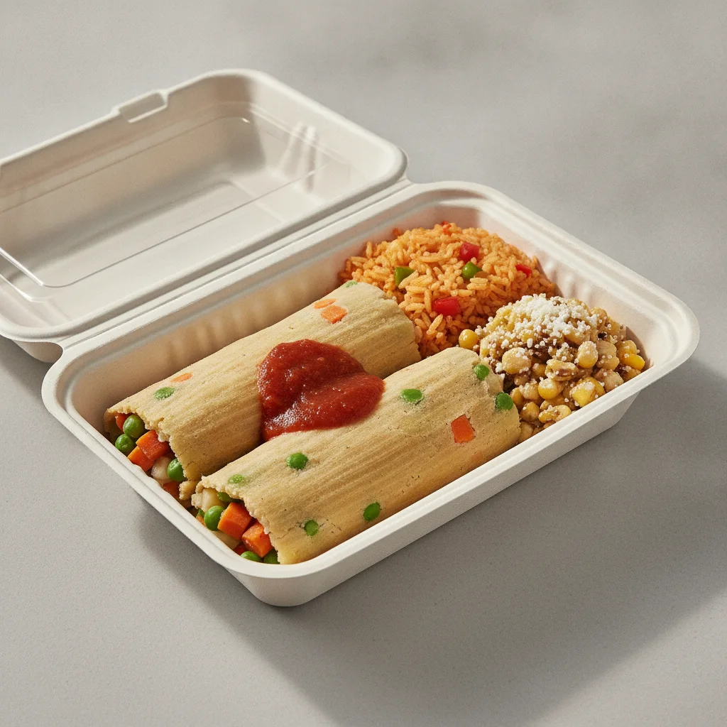 Tamales Box (Vegetarian) — Mexican Rice / Street Corn Salad Tamales Box (Vegetarian) — Mexican Rice / Street Corn Salad