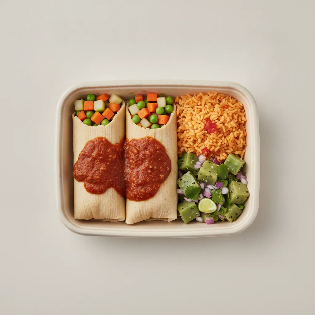Tamales Box (Vegetarian) — Mexican Rice / Nopalitos Salad Tamales Box (Vegetarian) — Mexican Rice / Nopalitos Salad