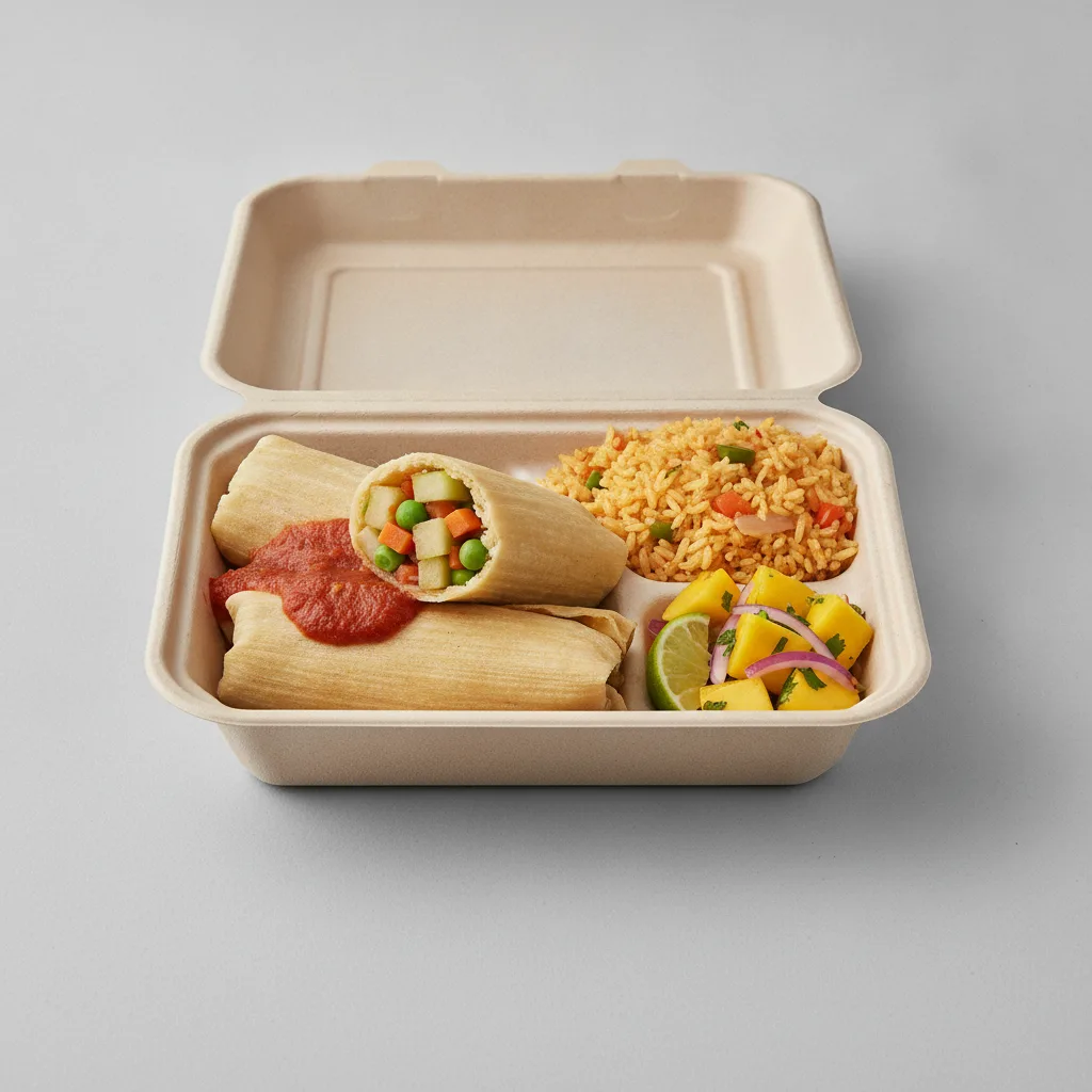 Tamales Box (Vegetarian) — Mexican Rice / Mango Salad Tamales Box (Vegetarian) — Mexican Rice / Mango Salad