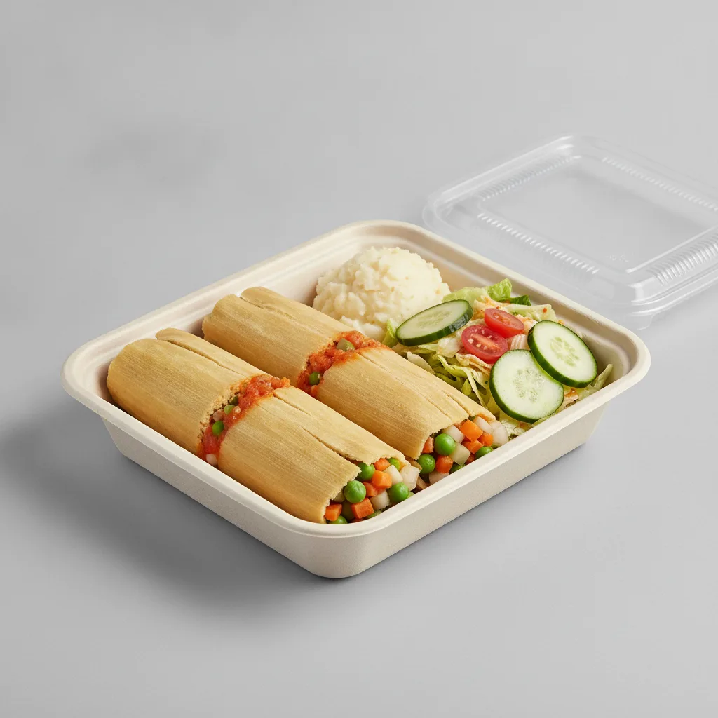 Tamales Box (Vegetarian) with Mashed Potato / Mexican Salad Tamales Box (Vegetarian) with Mashed Potato / Mexican Salad