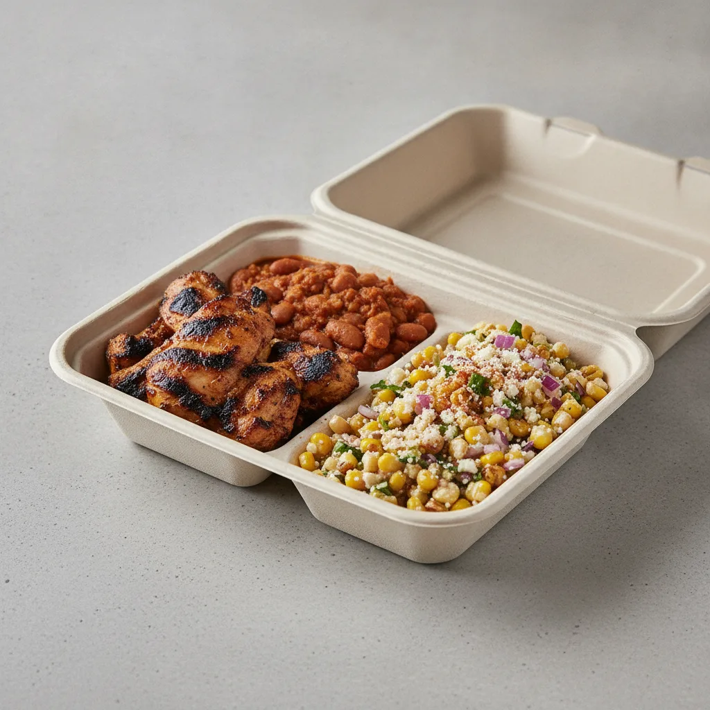 Asada Plate Box — Chicken — Pinto Beans / Street Corn Salad Asada Plate Box — Chicken — Pinto Beans / Street Corn Salad