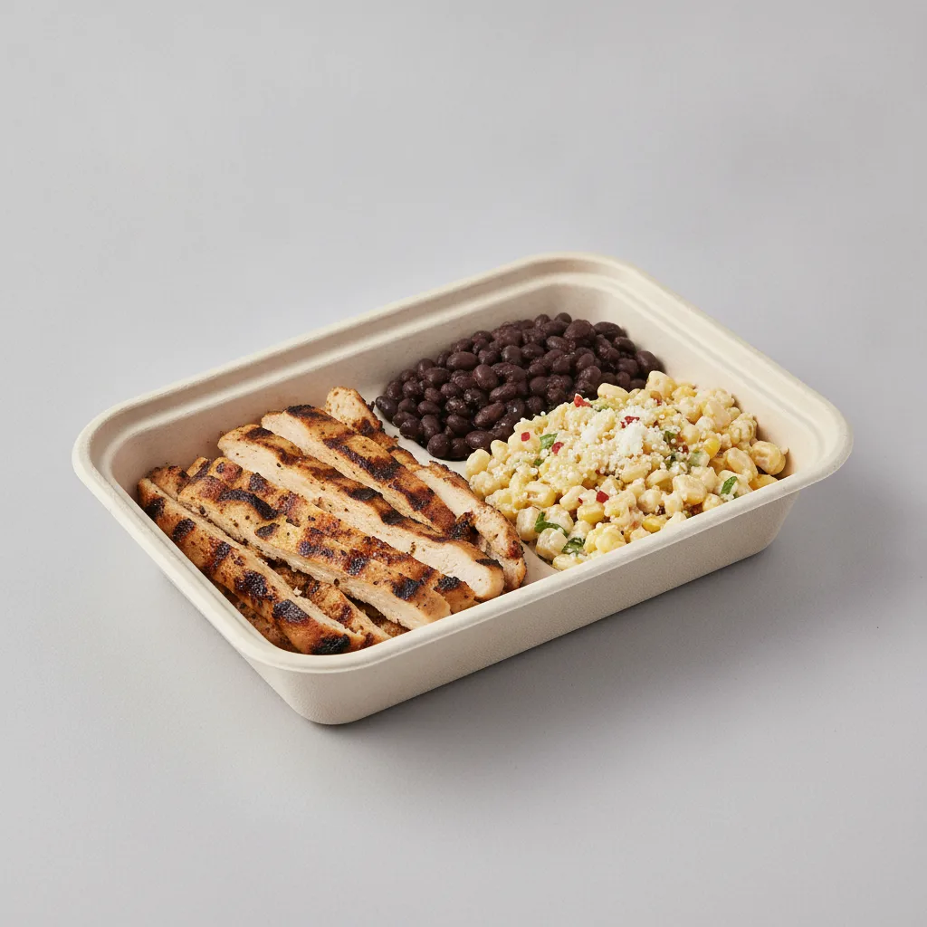Asada Plate Box — Chicken with Black Beans / Street Corn Salad Asada Plate Box — Chicken with Black Beans / Street Corn Salad