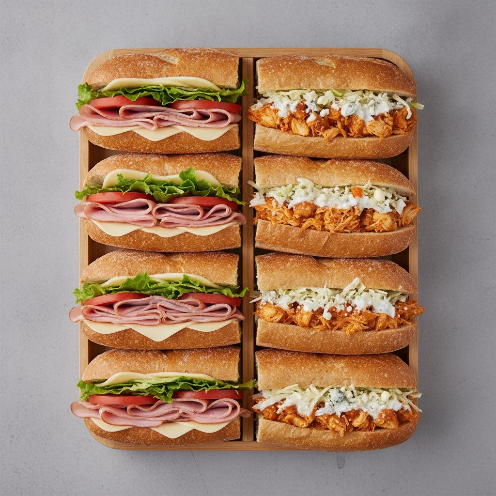 50/50 Hoagie Tray - Ham & Cheese / Buffalo Ranch Chicken 50/50 Hoagie Tray - Ham & Cheese / Buffalo Ranch Chicken