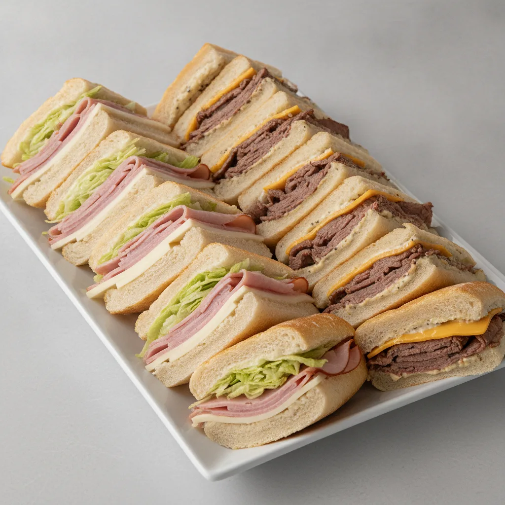 50/50 Hoagie Tray - Ham & Cheese / Roast Beef & Cheddar with Horseradish 50/50 Hoagie Tray - Ham & Cheese / Roast Beef & Cheddar with Horseradish