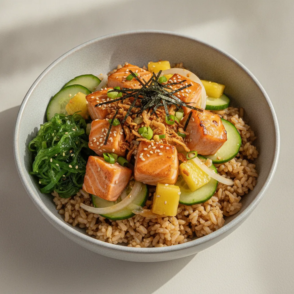 Yuzu Ponzu Salmon Bowl (Regular) — Brown Rice Yuzu Ponzu Salmon Bowl (Regular) — Brown Rice
