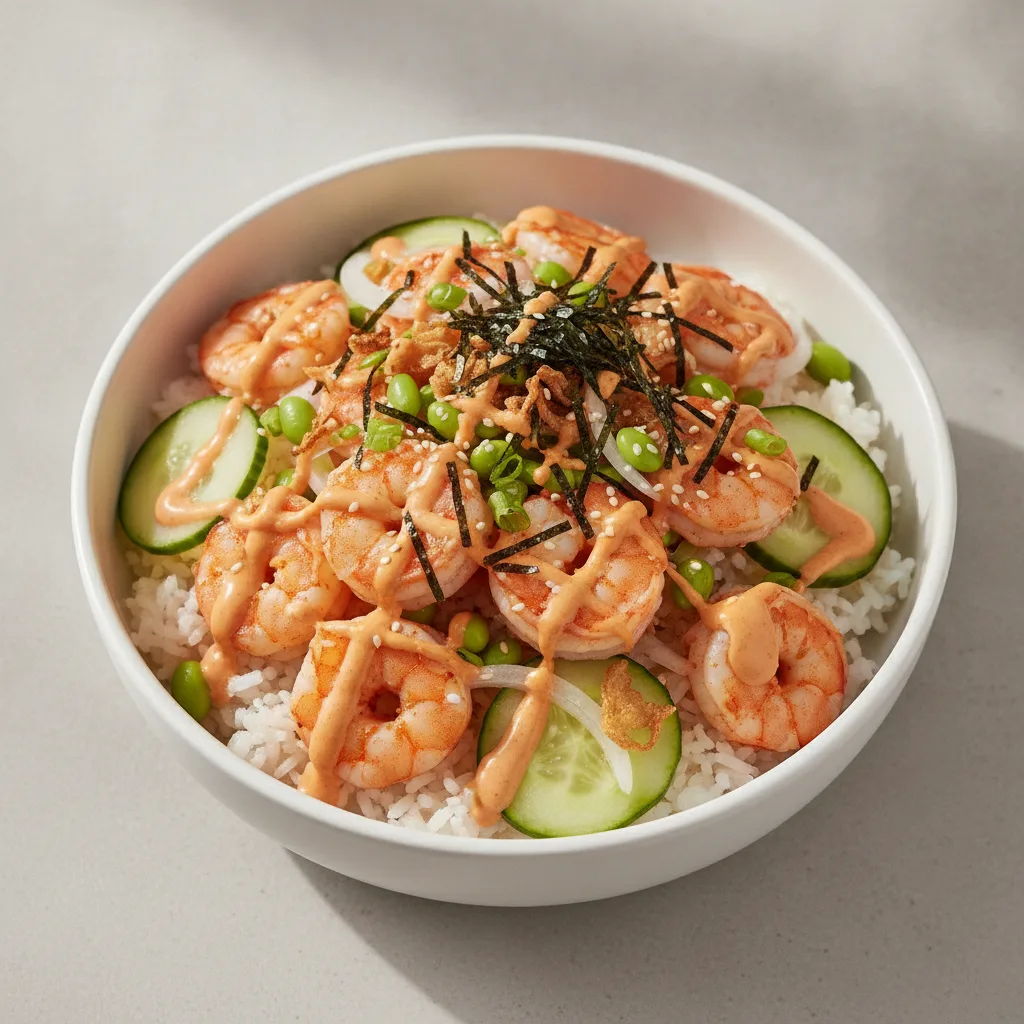 Gluten Free Spicy Shrimp Bowl (Regular) — White Rice Gluten Free Spicy Shrimp Bowl (Regular) — White Rice