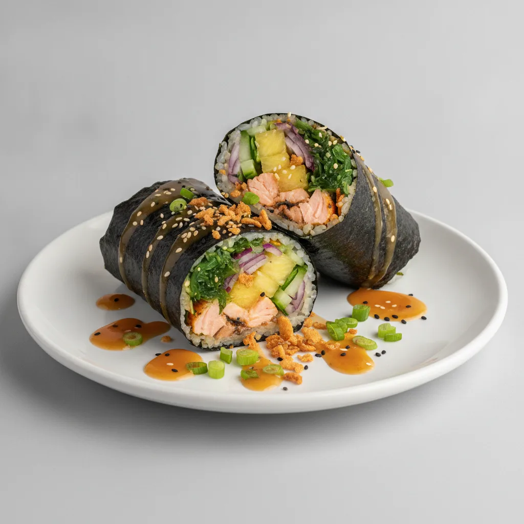Yuzu Ponzu Salmon Burrito Platter Yuzu Ponzu Salmon Burrito Platter