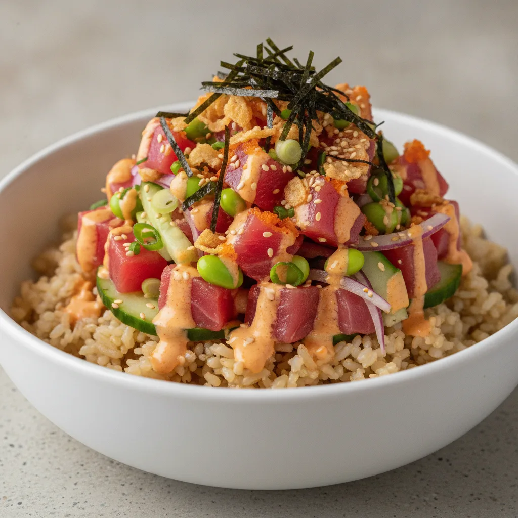 Spicy Ahi Bowl (Regular) — Brown Rice Spicy Ahi Bowl (Regular) — Brown Rice