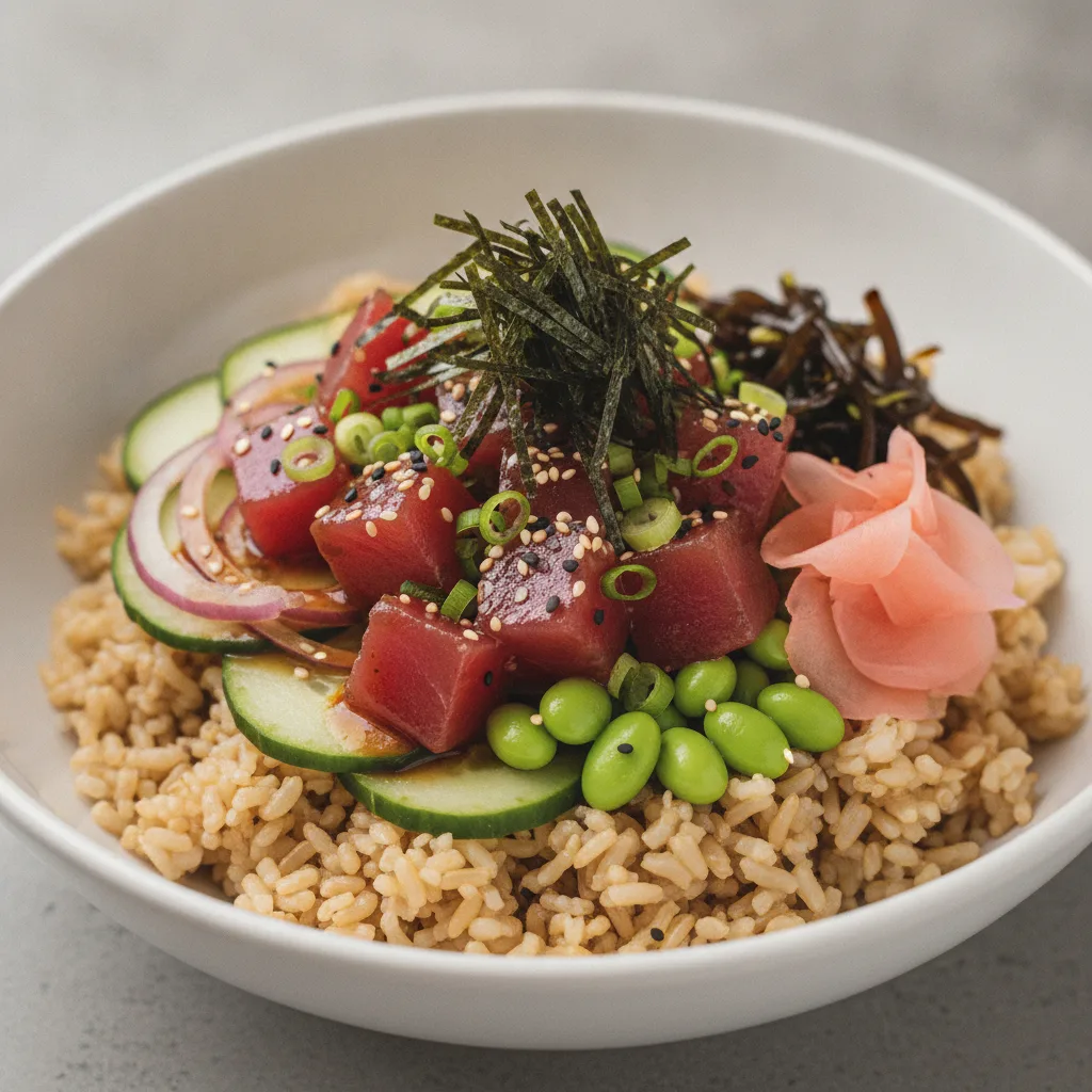 Gluten Free Umami Ahi Bowl (Regular) — Brown Rice Gluten Free Umami Ahi Bowl (Regular) — Brown Rice