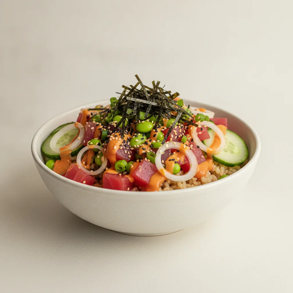 Gluten Free Spicy Ahi Bowl (Regular) — Brown Rice Gluten Free Spicy Ahi Bowl (Regular) — Brown Rice
