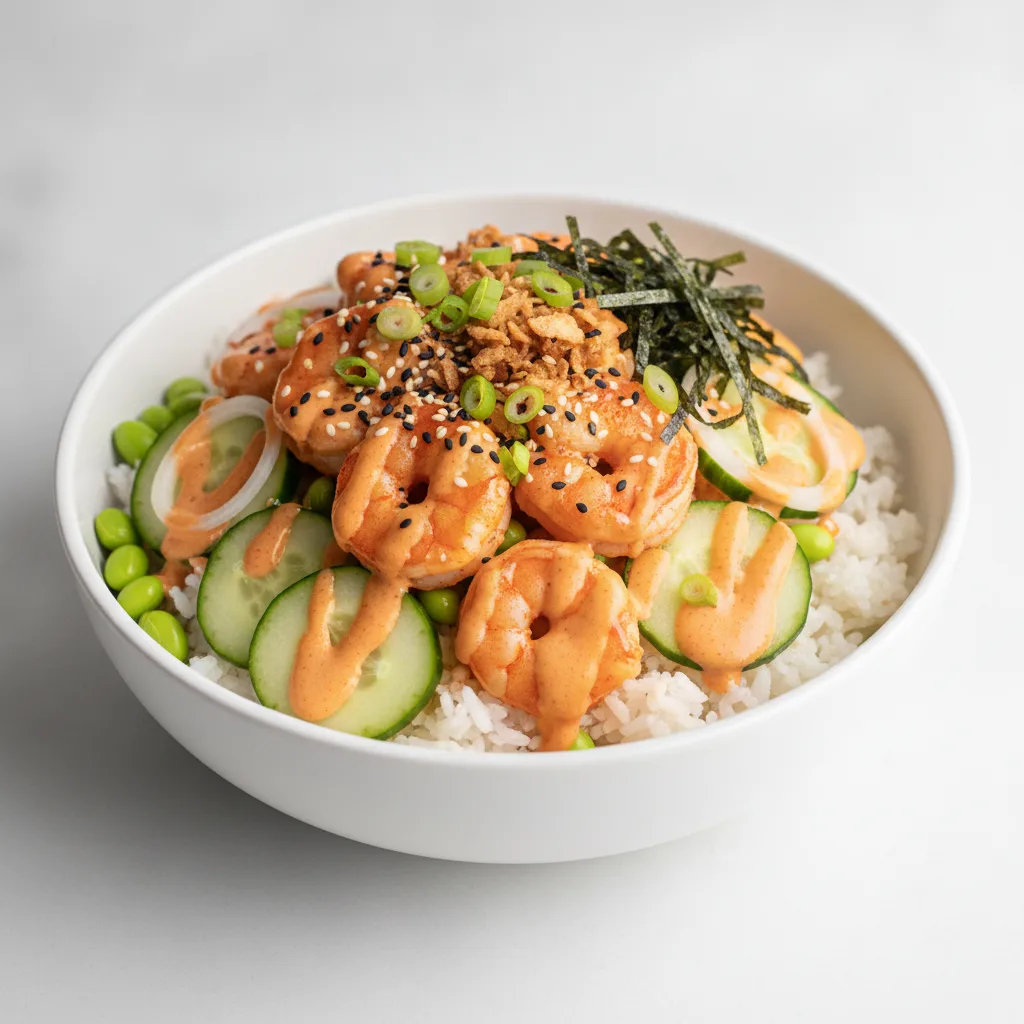 Gluten Free Spicy Shrimp Bowl (Regular) — White Rice Gluten Free Spicy Shrimp Bowl (Regular) — White Rice