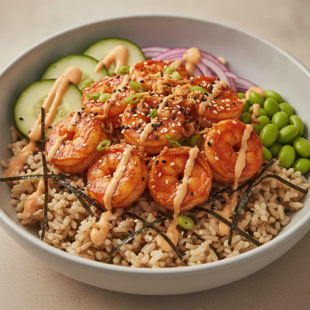 Gluten Free Spicy Shrimp Bowl (Regular) — Brown Rice Gluten Free Spicy Shrimp Bowl (Regular) — Brown Rice