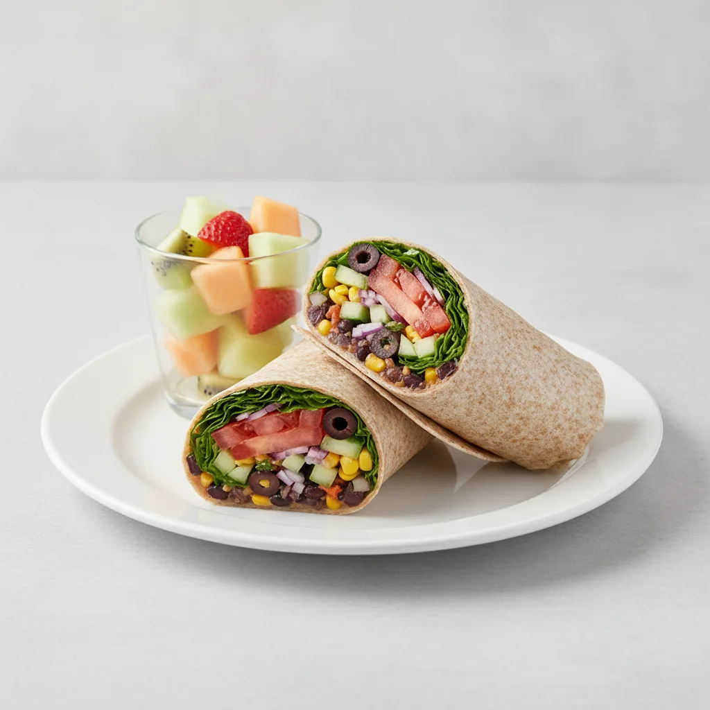 Veggie Wrap and Fruit Cup Veggie Wrap and Fruit Cup