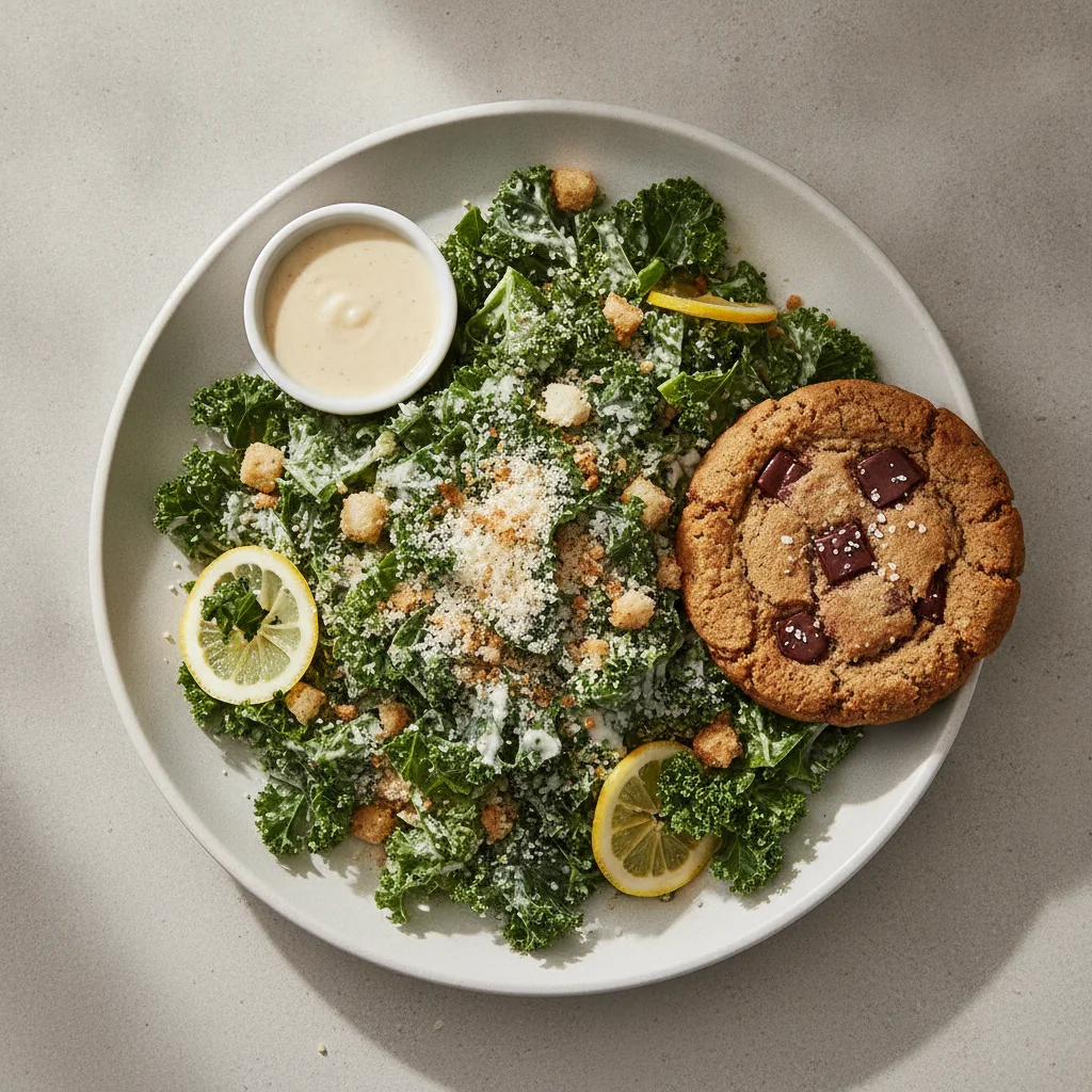 Kale Caesar Salad and Cookie Kale Caesar Salad and Cookie