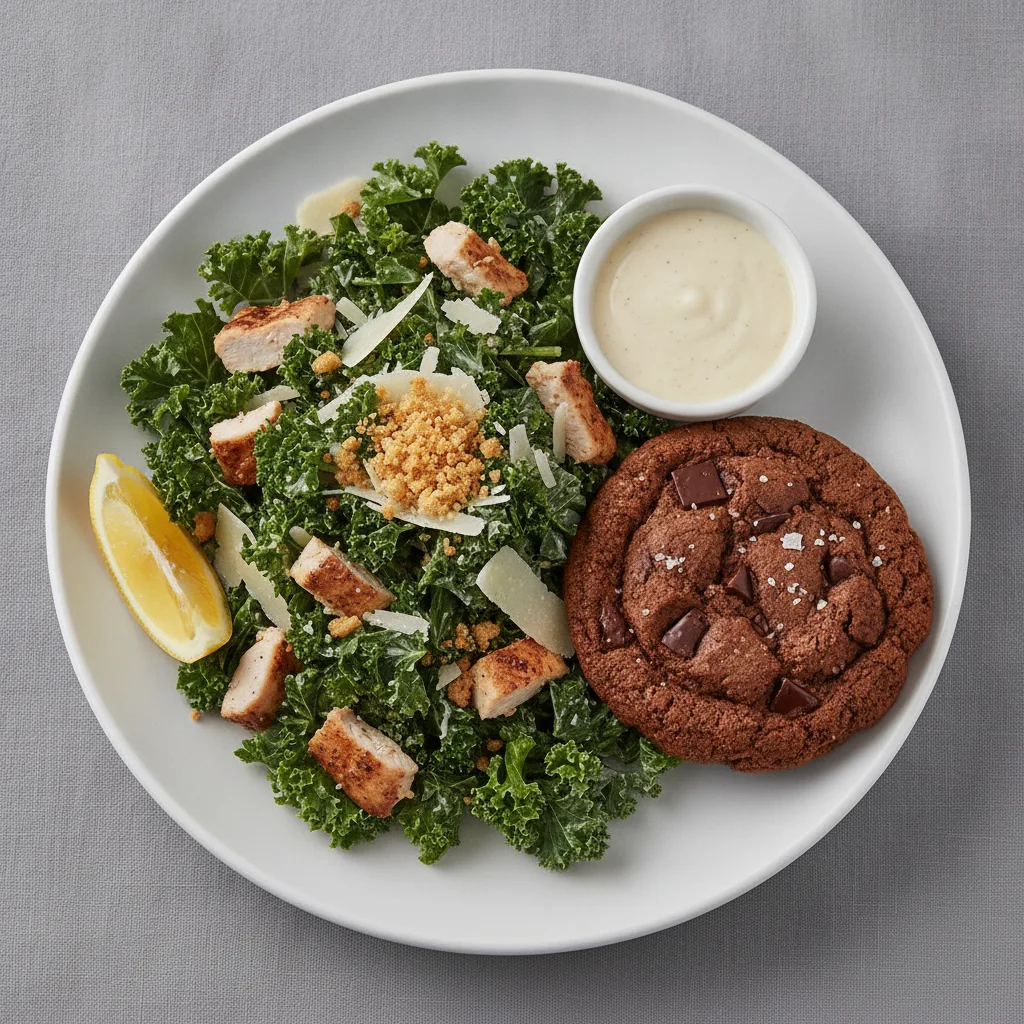 Kale Chicken Caesar Salad and Cookie Kale Chicken Caesar Salad and Cookie