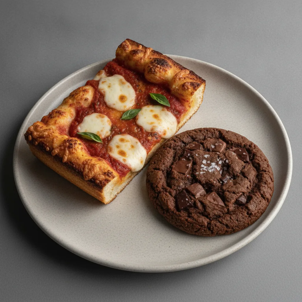 Classic Detroit Style Pizza Slice and Cookie Classic Detroit Style Pizza Slice and Cookie