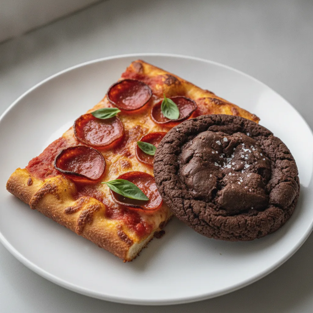 Classic Pepperoni Detroit Style Pizza Slice and Cookie Classic Pepperoni Detroit Style Pizza Slice and Cookie