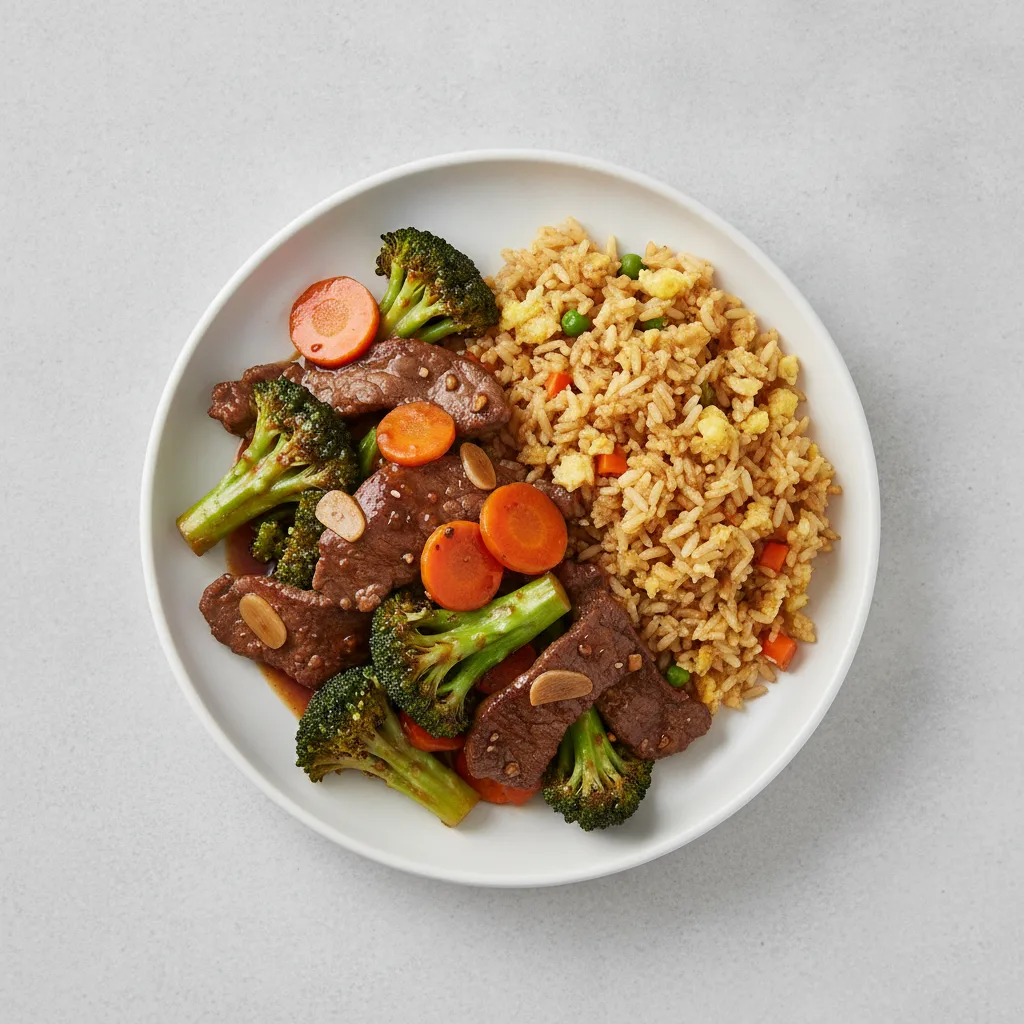 Mandarin Broccoli with Beef and Fried Rice Mandarin Broccoli with Beef and Fried Rice
