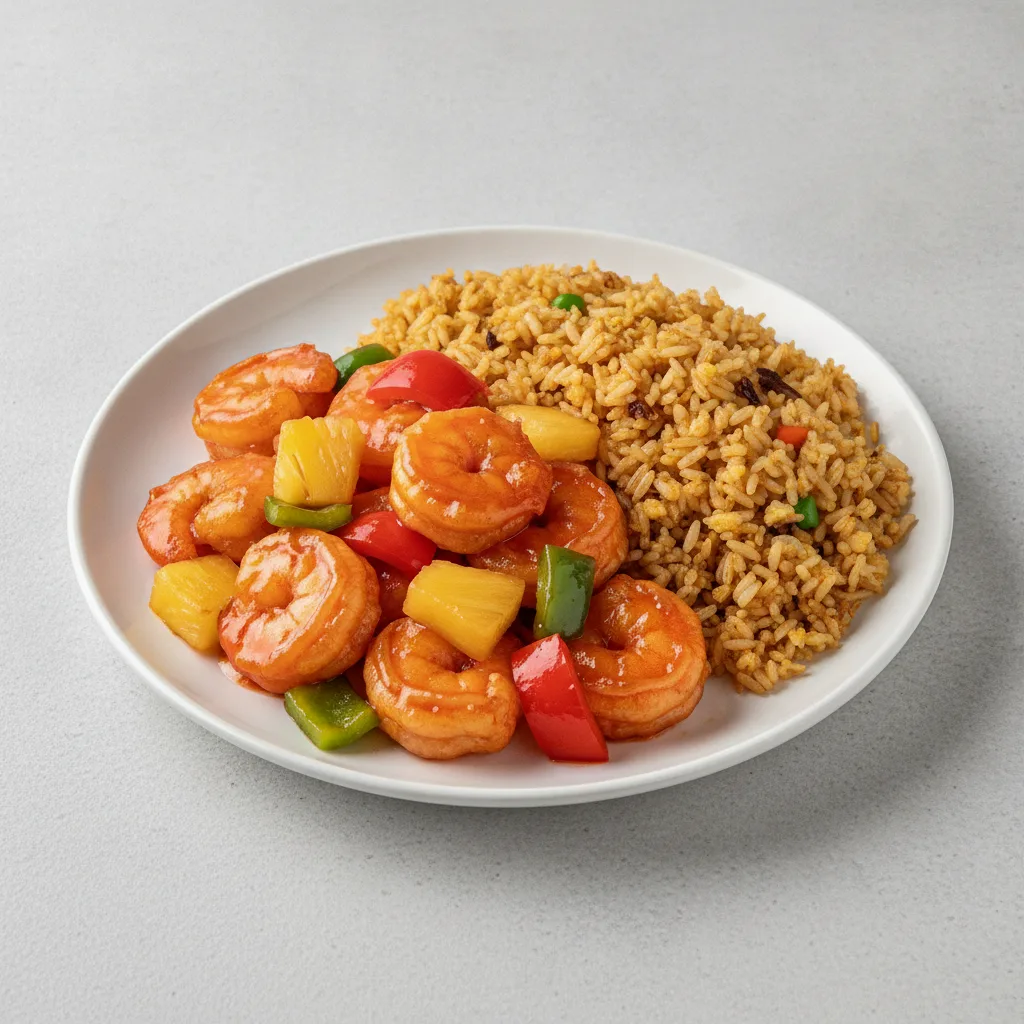 Sweet and Sour Shrimp with Fried Rice Sweet and Sour Shrimp with Fried Rice