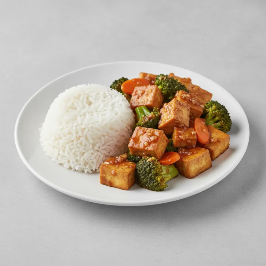 Mandarin Broccoli with Tofu and White Rice