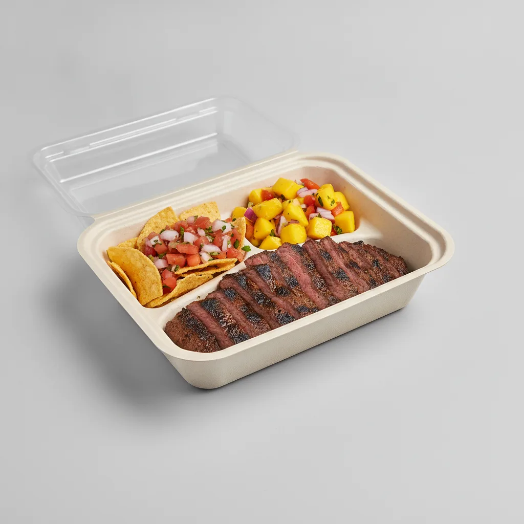 Asada Plate Box — Steak with Pico and Chips / Mango Salad Asada Plate Box — Steak with Pico and Chips / Mango Salad