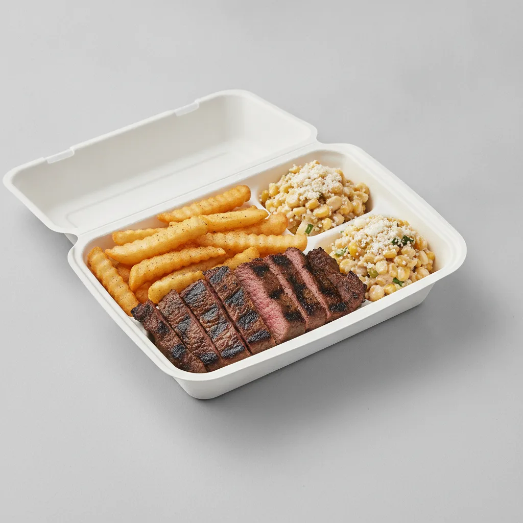 Asada Plate Box — Steak with French Fries / Street Corn Salad Asada Plate Box — Steak with French Fries / Street Corn Salad