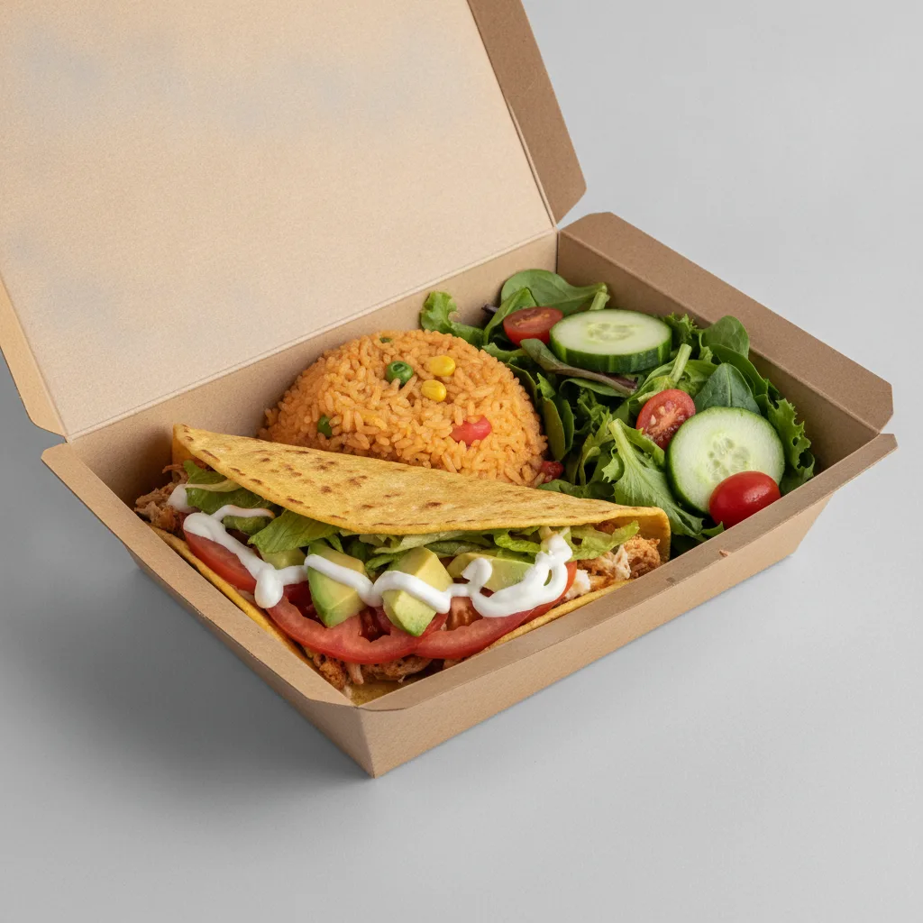 Quesadilla Box — Chicken — Mexican Rice / Green Salad Quesadilla Box — Chicken — Mexican Rice / Green Salad