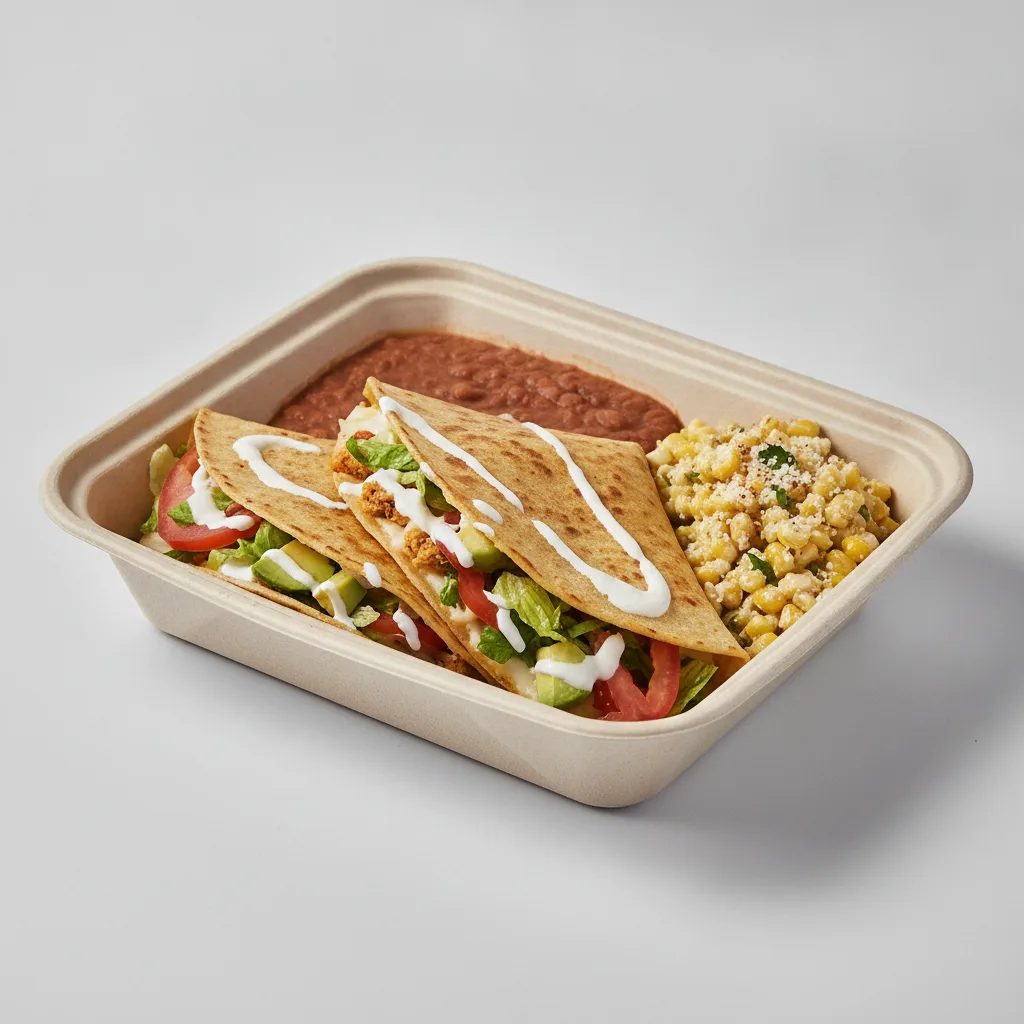 Quesadilla Box — Chicken with Refried Beans / Street Corn Salad Quesadilla Box — Chicken with Refried Beans / Street Corn Salad