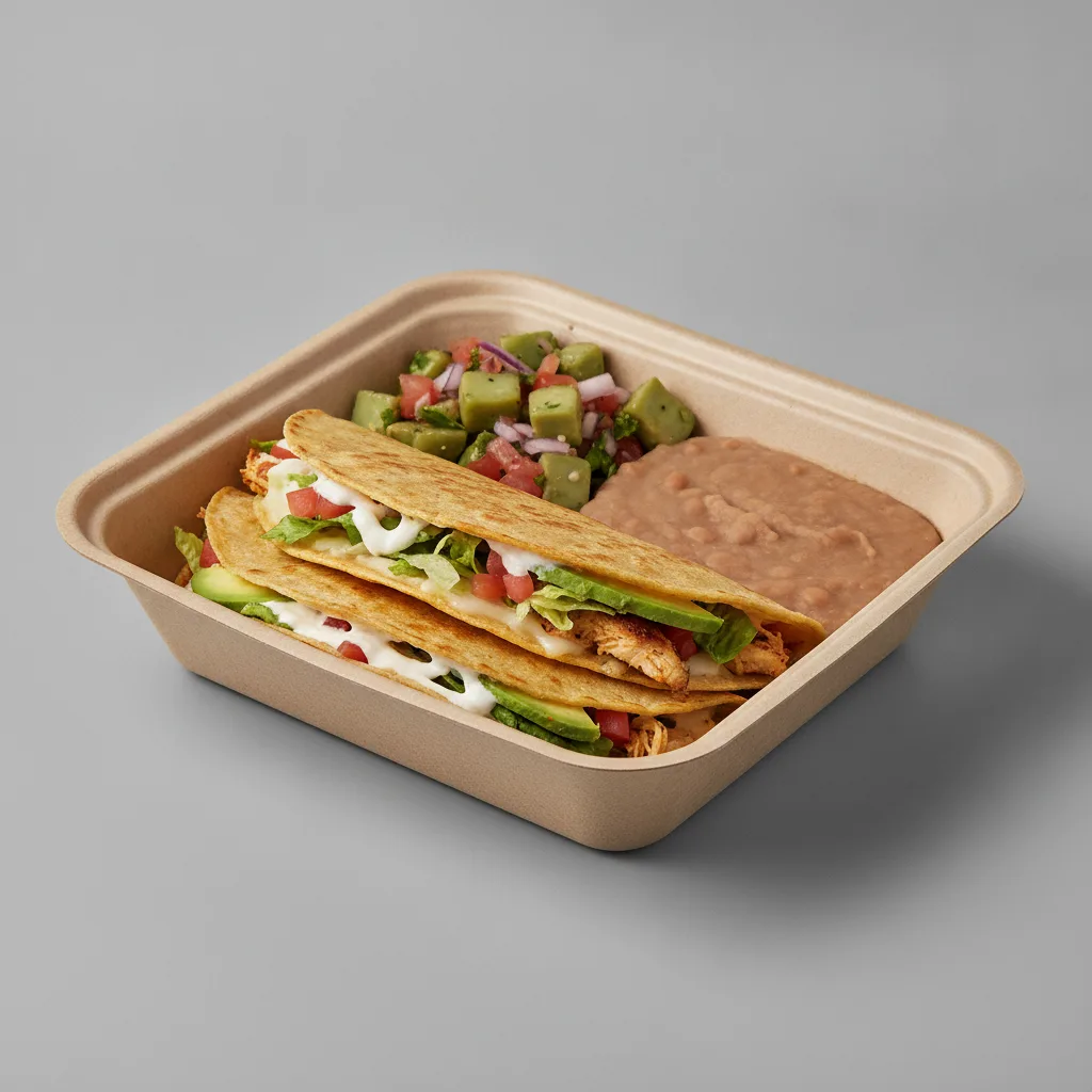 Quesadilla Box — Chicken with Refried Beans / Nopalitos Salad Quesadilla Box — Chicken with Refried Beans / Nopalitos Salad