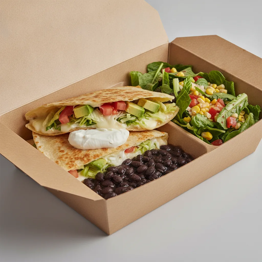 Quesadilla Box — Chicken with Black Beans / Mexican Salad Quesadilla Box — Chicken with Black Beans / Mexican Salad