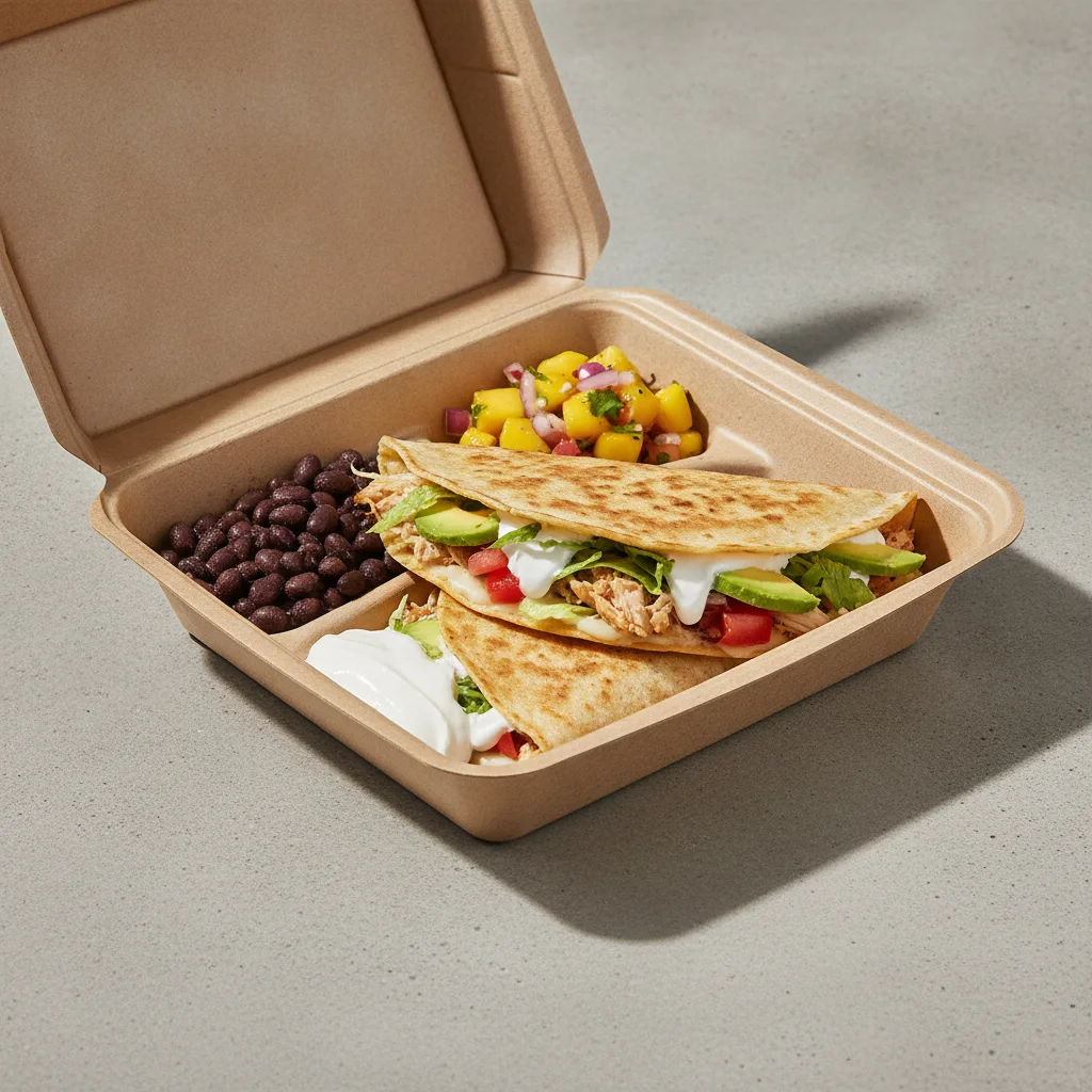 Quesadilla Box — Chicken with Black Beans / Mango Salad Quesadilla Box — Chicken with Black Beans / Mango Salad