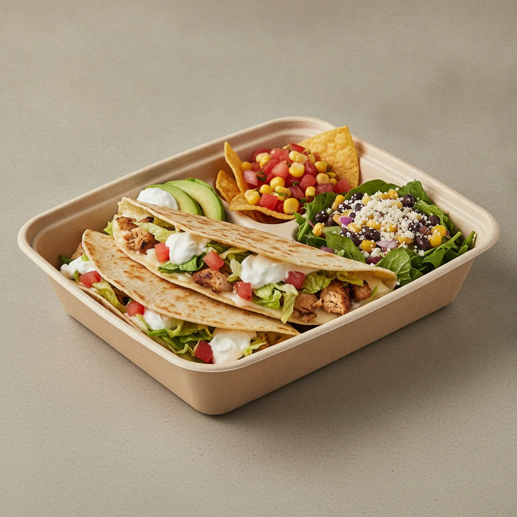 Quesadilla Box — Chicken with Pico and Chips / Mexican Salad Quesadilla Box — Chicken with Pico and Chips / Mexican Salad