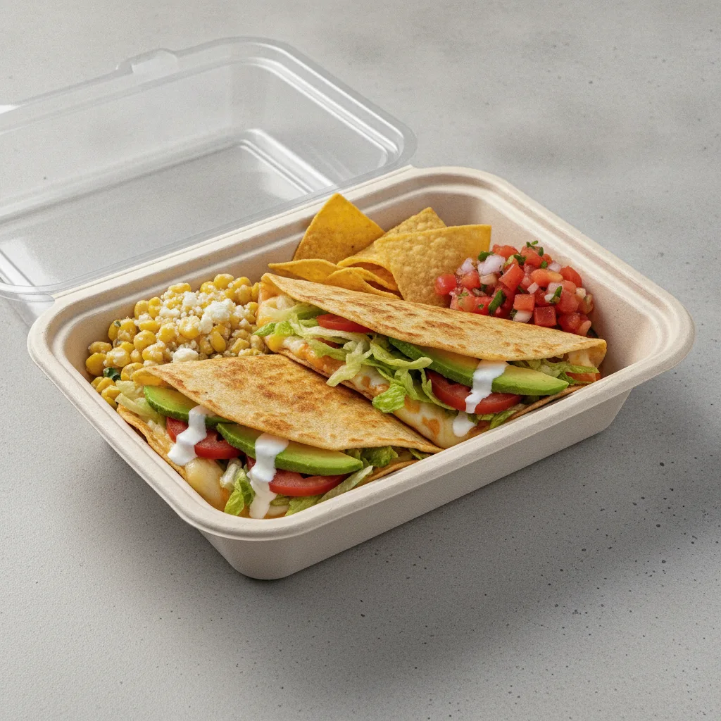 Quesadilla Box — Chicken with Pico and Chips / Street Corn Salad Quesadilla Box — Chicken with Pico and Chips / Street Corn Salad